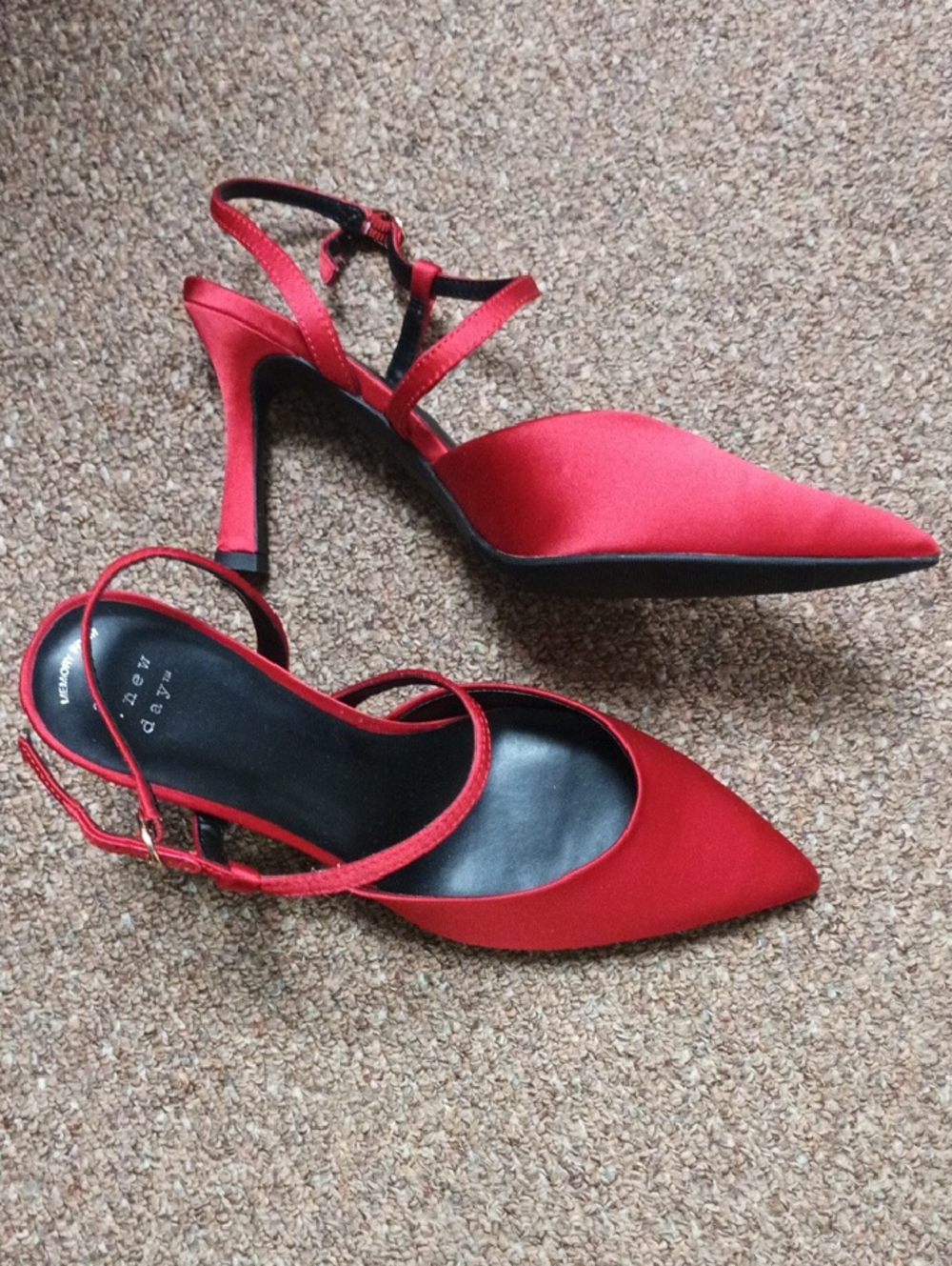 a new day Red Satin Pointed-Toe Slingback Heels